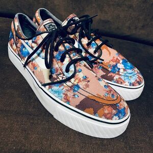 Nike SB skateboarding Stefan Janoski digi floral mens blue beige brown 7 Men 8.5